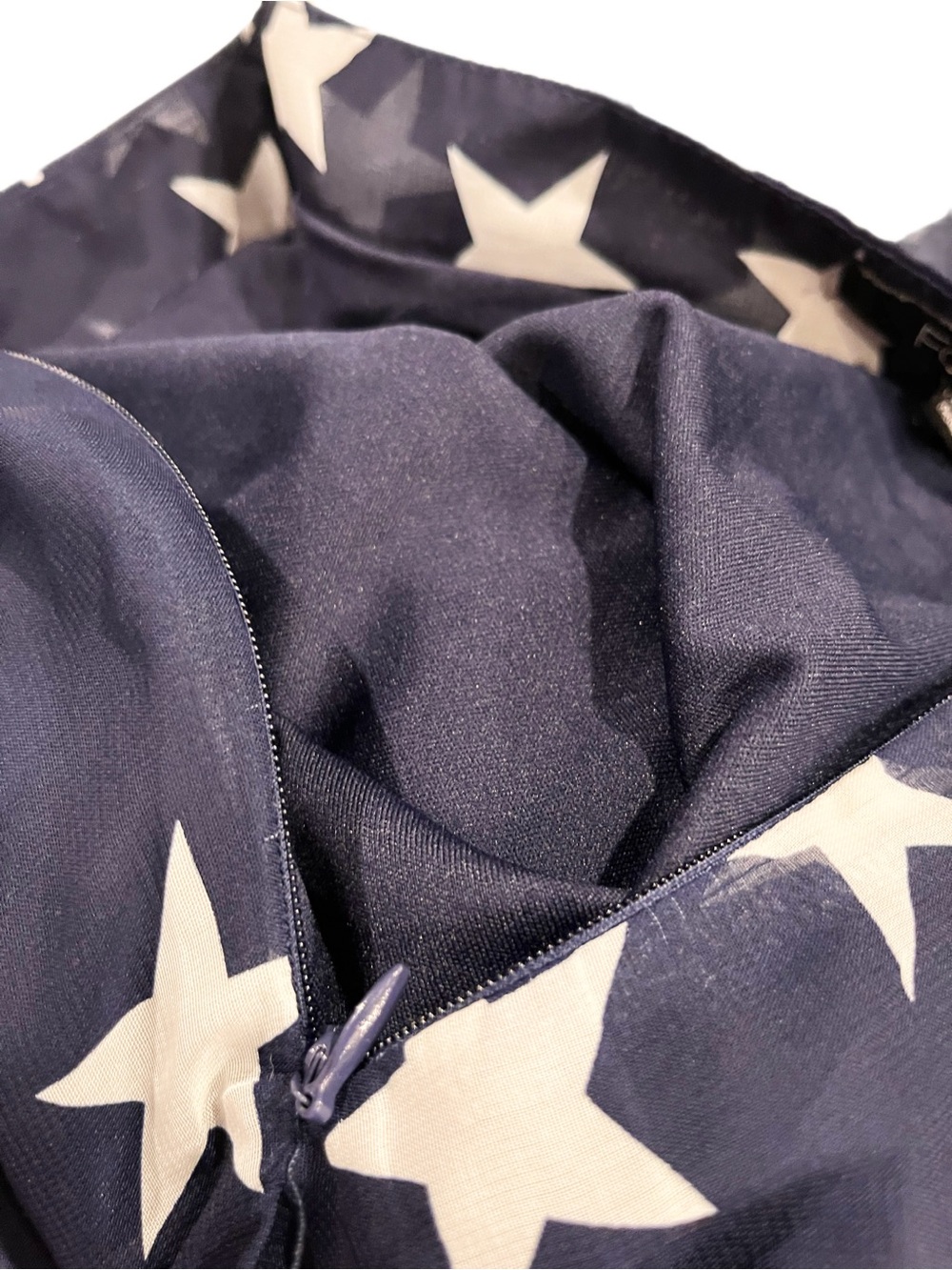 Navy Blue Stars Print Sheer High Low Skirt Forever 21 Size Medium - Picture 5 of 7